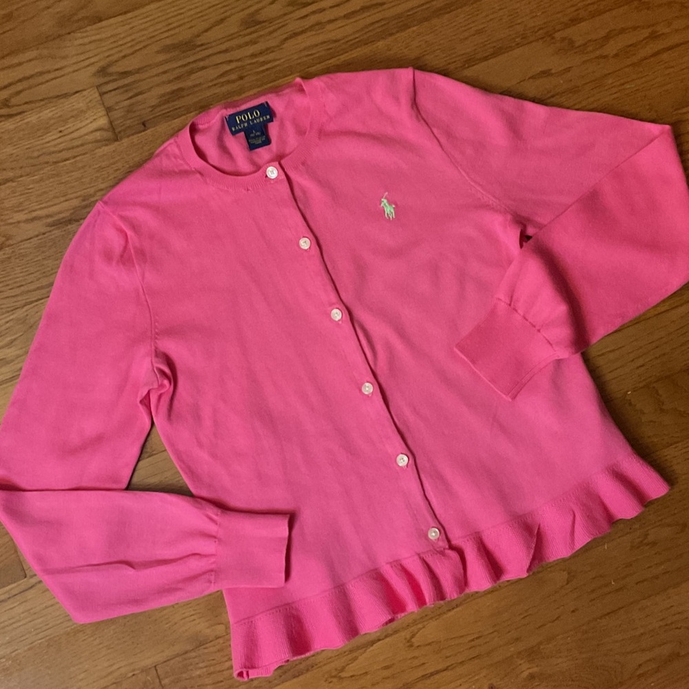 Polo by Ralph Lauren Girls Vibrant Pink Cardigan
